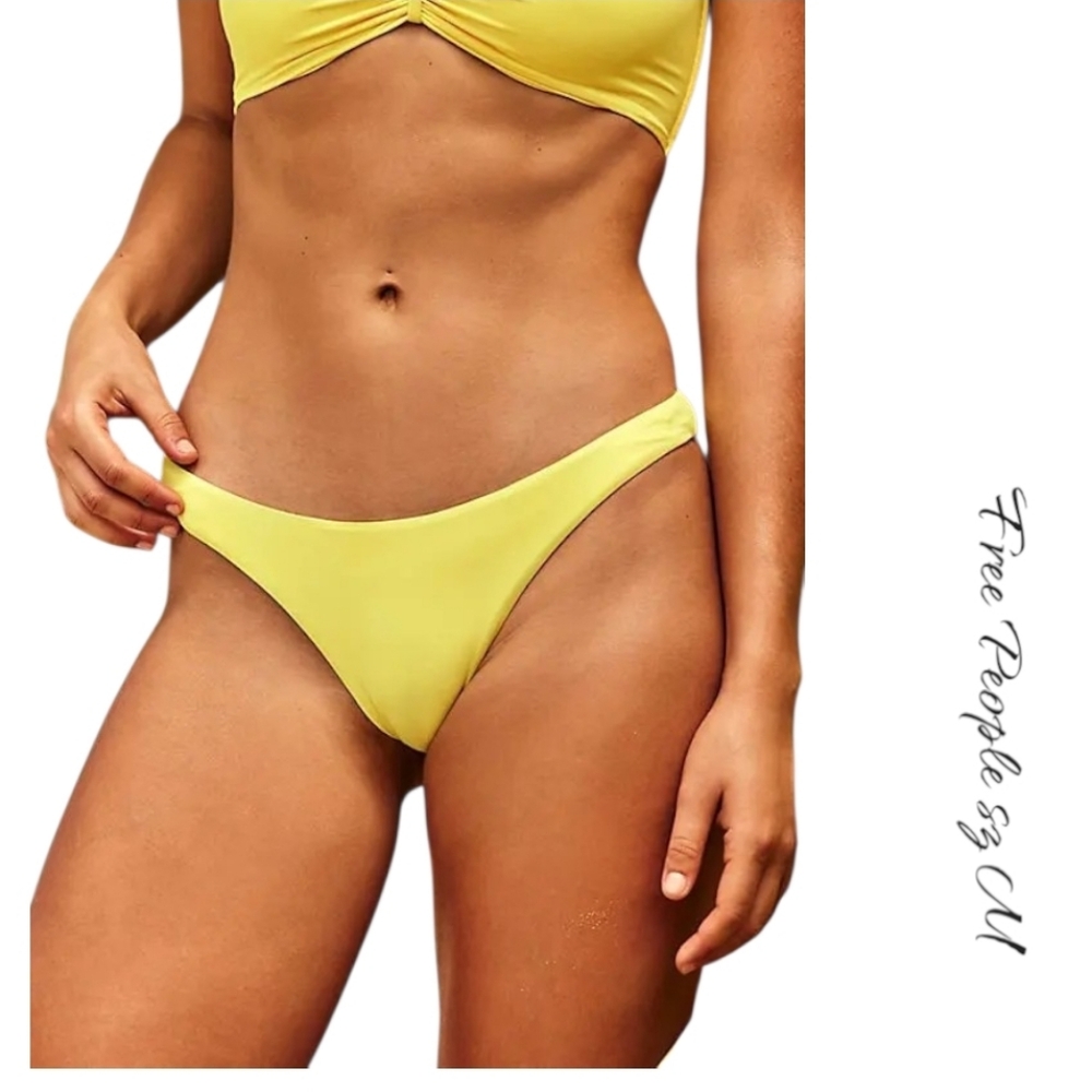 NWT Toast Swim Neon Yellow Cut-Out Bikini Top & High Hip Bottom sz M